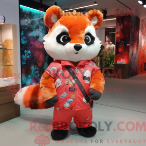 Peach Red Panda mascot...