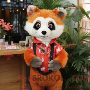 Peach Red Panda mascot...