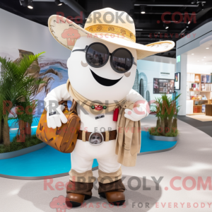 Hvit Cowboy maskot drakt...