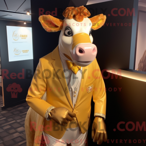 Gold Jersey Cow mascot...
