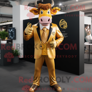 Gold Jersey Cow mascot...