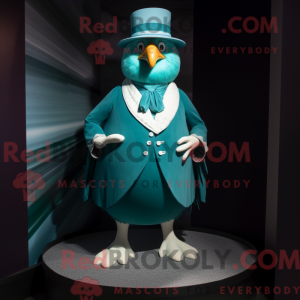 Cyan Quail maskotdraktfigur...