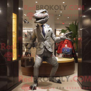 Sølv Allosaurus maskot...
