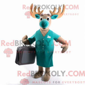 Teal Elk mascot costume...