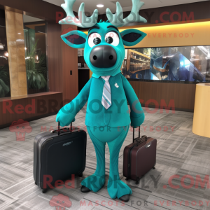 Teal Elk mascot costume...