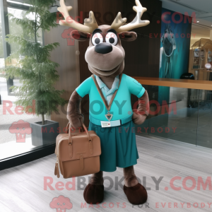 Teal Elk mascot costume...