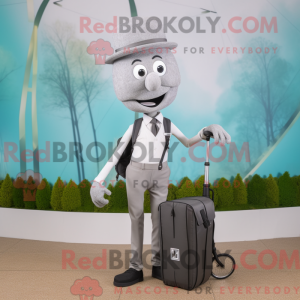 Grå Unicyclist maskot...