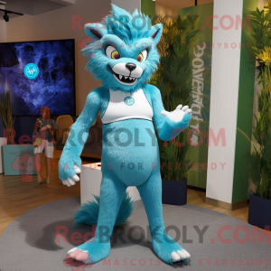 Turquoise Werewolf mascot...