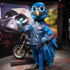 Blue Peacock mascot costume...