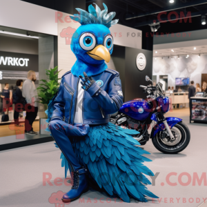 Blue Peacock mascot costume...