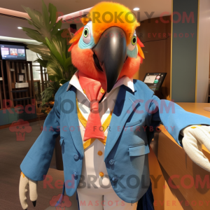 Peach Macaw maskot kostume...