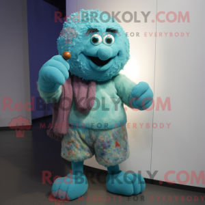Cyaan Gehaktballen mascotte...