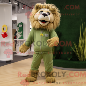 Olive Lion maskot kostume...