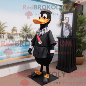 Sort gås maskot kostume...