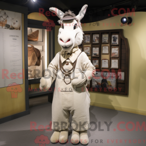 Cream Donkey mascot costume...