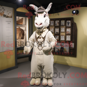 Crème ezel mascottekostuum...