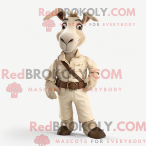Cream Donkey mascot costume...