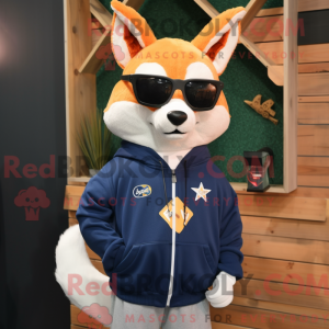 Navy Fox-maskotsfigur klädd...