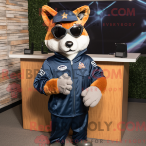 Navy Fox-maskotsfigur klädd...
