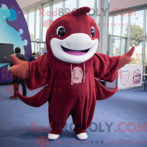 Maroon Manta Ray mascot...