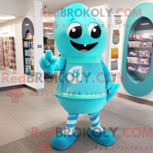 Cyan Candy maskot kostume...
