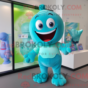 Cyan Candy mascot costume...