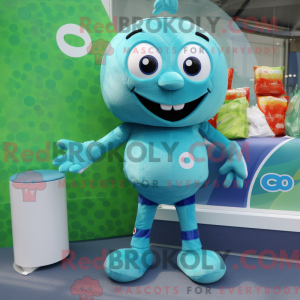 Cyan Candy maskot kostume...