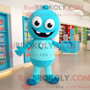 Cyan Candy maskot kostume...