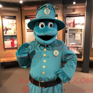 Teal Fire Fighter mascot...