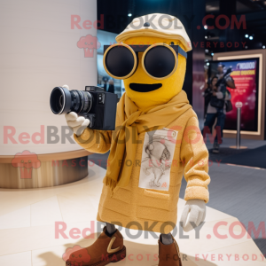 Gold Camera maskot kostume...