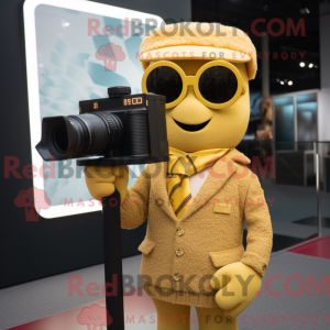 Gold Camera mascot costume...