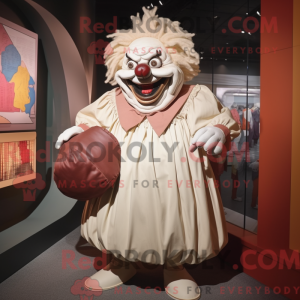 Cream Evil Clown mascot...