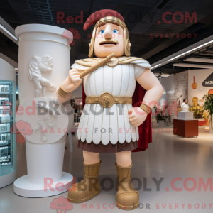 Cream Roman Soldier mascot...