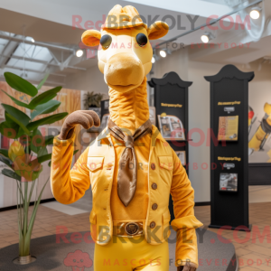 Gold Giraffe mascot costume...