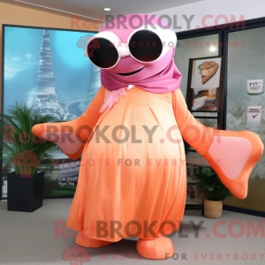 Peach Humpback Whale mascot...