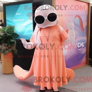 Peach Humpback Whale mascot...