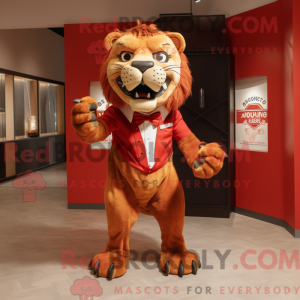 Red Smilodon mascot costume...