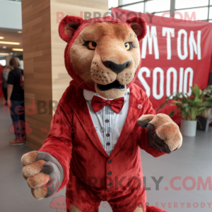 Red Smilodon mascot costume...