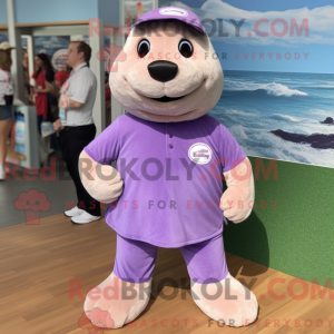 Purple Seal mascot costume...