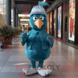 Teal Turkey mascot costume...