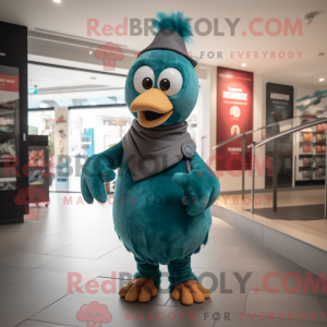 Teal Turkey mascot costume...