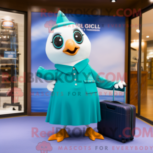 Teal Gull mascot costume...