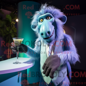 Cyan Baboon mascot costume...