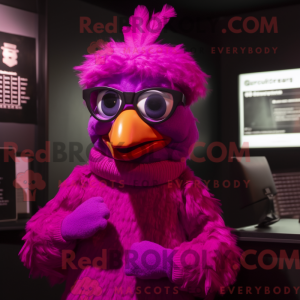 Magenta kylling maskot...