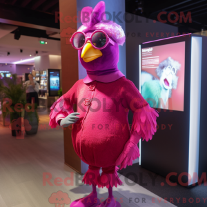 Magenta kylling maskot...