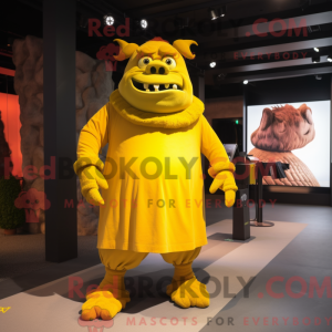 Gele Ogre mascottekostuum...