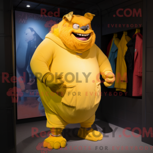Gele Ogre mascottekostuum...