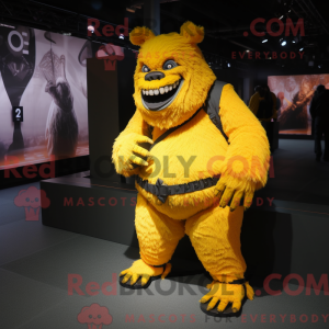 Yellow Ogre maskot kostume...