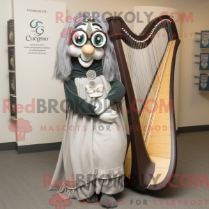 Gray Celtic Harp mascot...