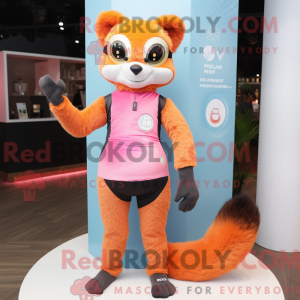 Peach Lemur maskot kostume...